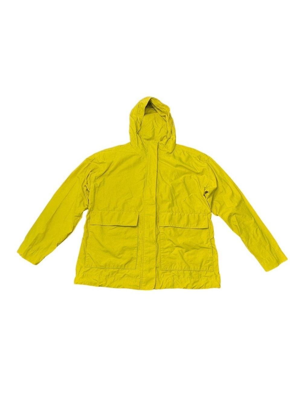 Eileen Fisher Light Organic Cotton Nylon Jacket Hooded Yellow Women’s Size S